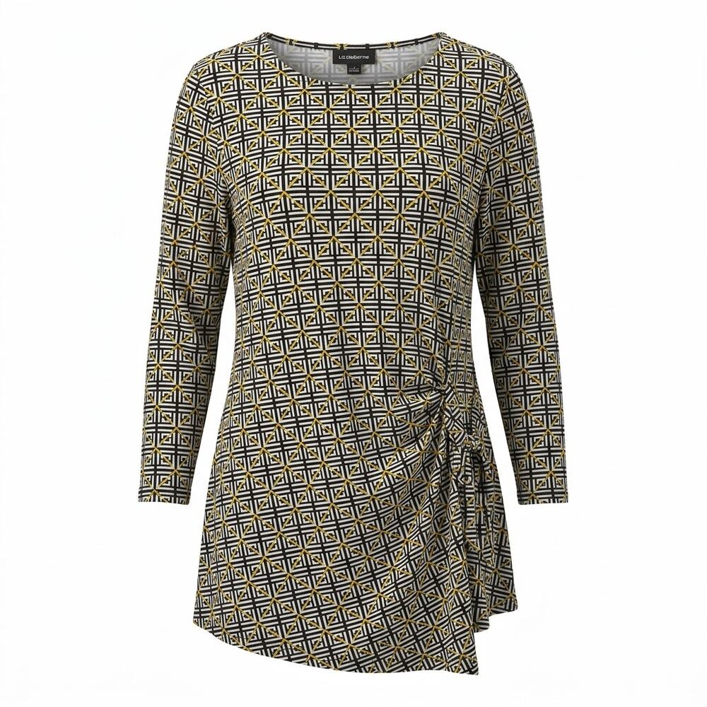 NWT Liz Claiborne 003 Black Geometric Knit Tunic Women Size XLT